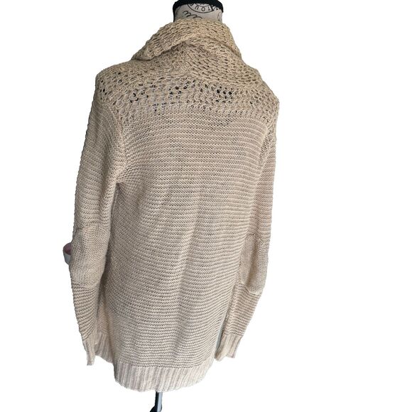 Ralph Lauren Women's 100% Linen Tan Open Knit Long Button Cardigan Size Small - Picture 6 of 8